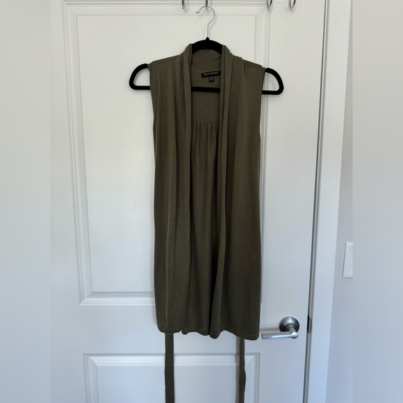 Banana Republic sweater vest size XS/S ties in the waist green autumn cotton - Picture 2 of 6